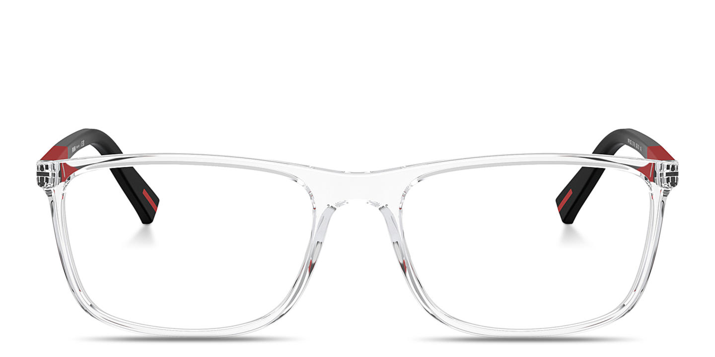 Shop PRADA Wide Rectangle Eyeglasses in Clear online.