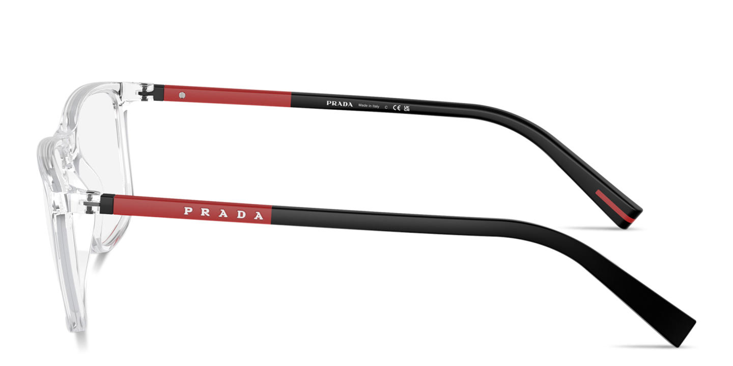 Shop PRADA Wide Rectangle Eyeglasses in Clear online.