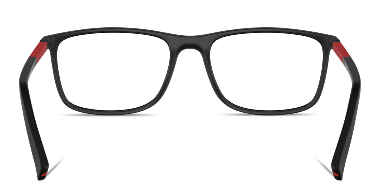 Shop PRADA Wide Rectangle Eyeglasses in Black online.