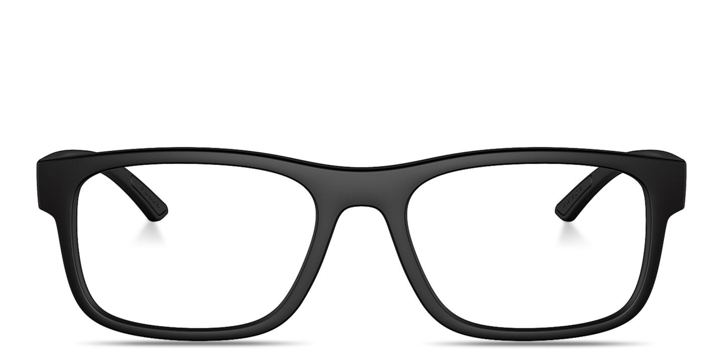Shop Prada Linea Rossa Rectangle Eyeglasses in Black online.