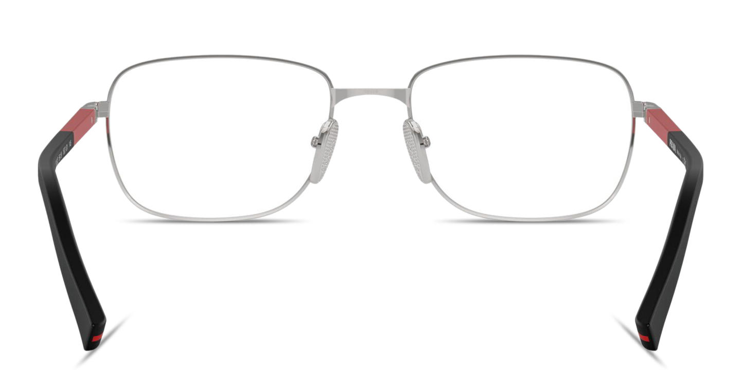 Shop Prada Linea Rossa Logo Signature Pillow Eyeglasses in Silver online.