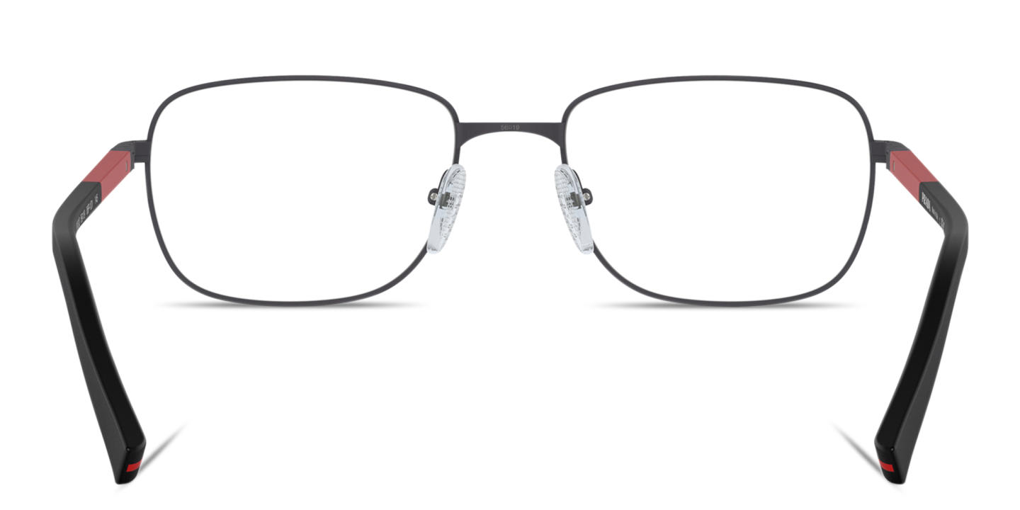Shop Prada Linea Rossa Wide Square Eyeglasses in Gunmetal online.