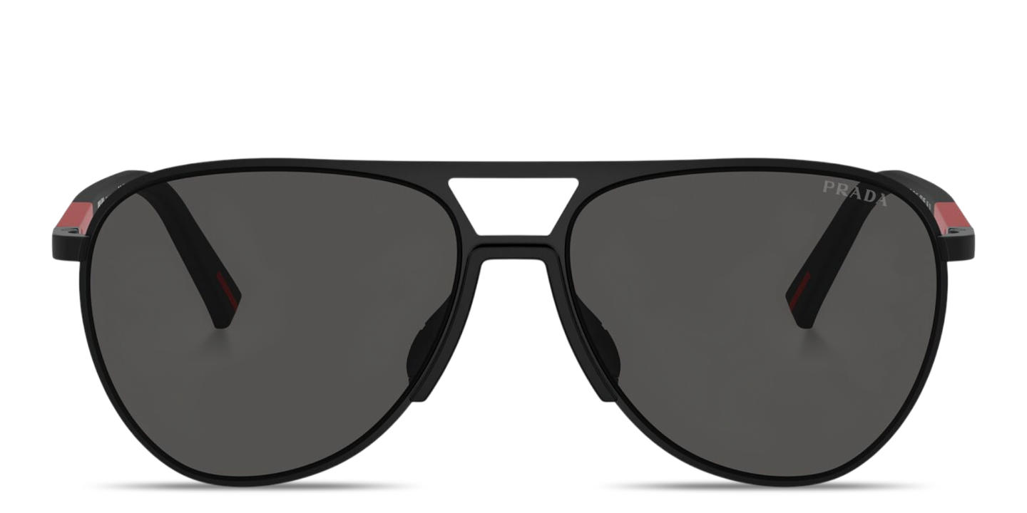 Shop Prada Linea Rossa Logo Lettering Pilot Sunglasses in Black online.