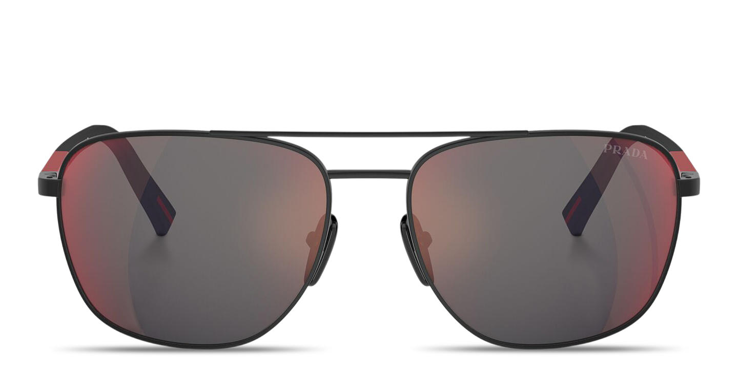 Prada Linea Rossa Logo Lettering Round Sunglasses in Black – Product Photo 0