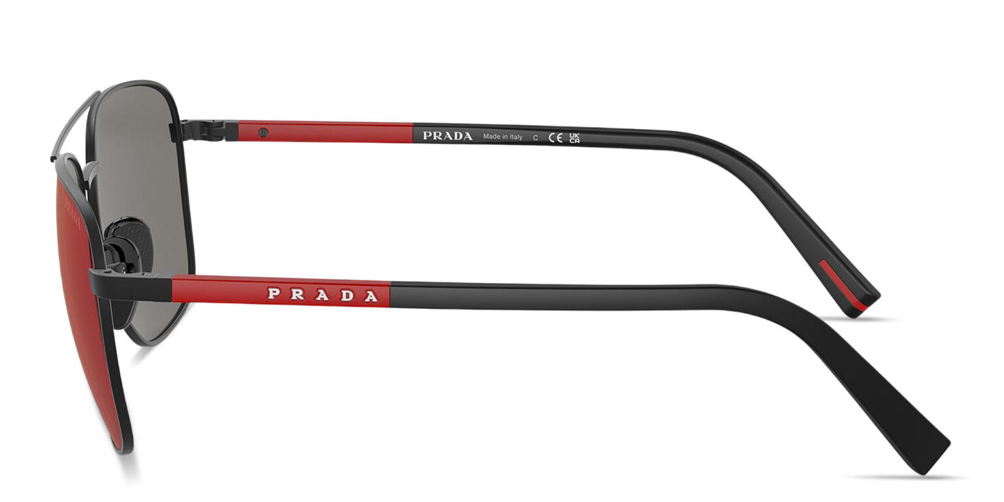 Prada Linea Rossa Logo Lettering Oval Sunglasses in Black – Product Photo 2