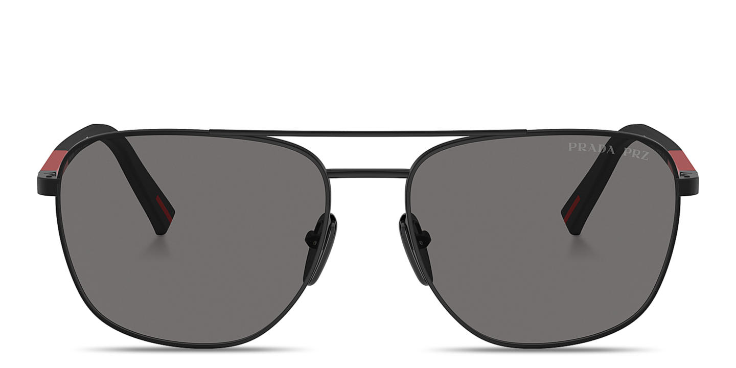 Prada Linea Rossa Round Sunglasses in Black – Product Photo 0