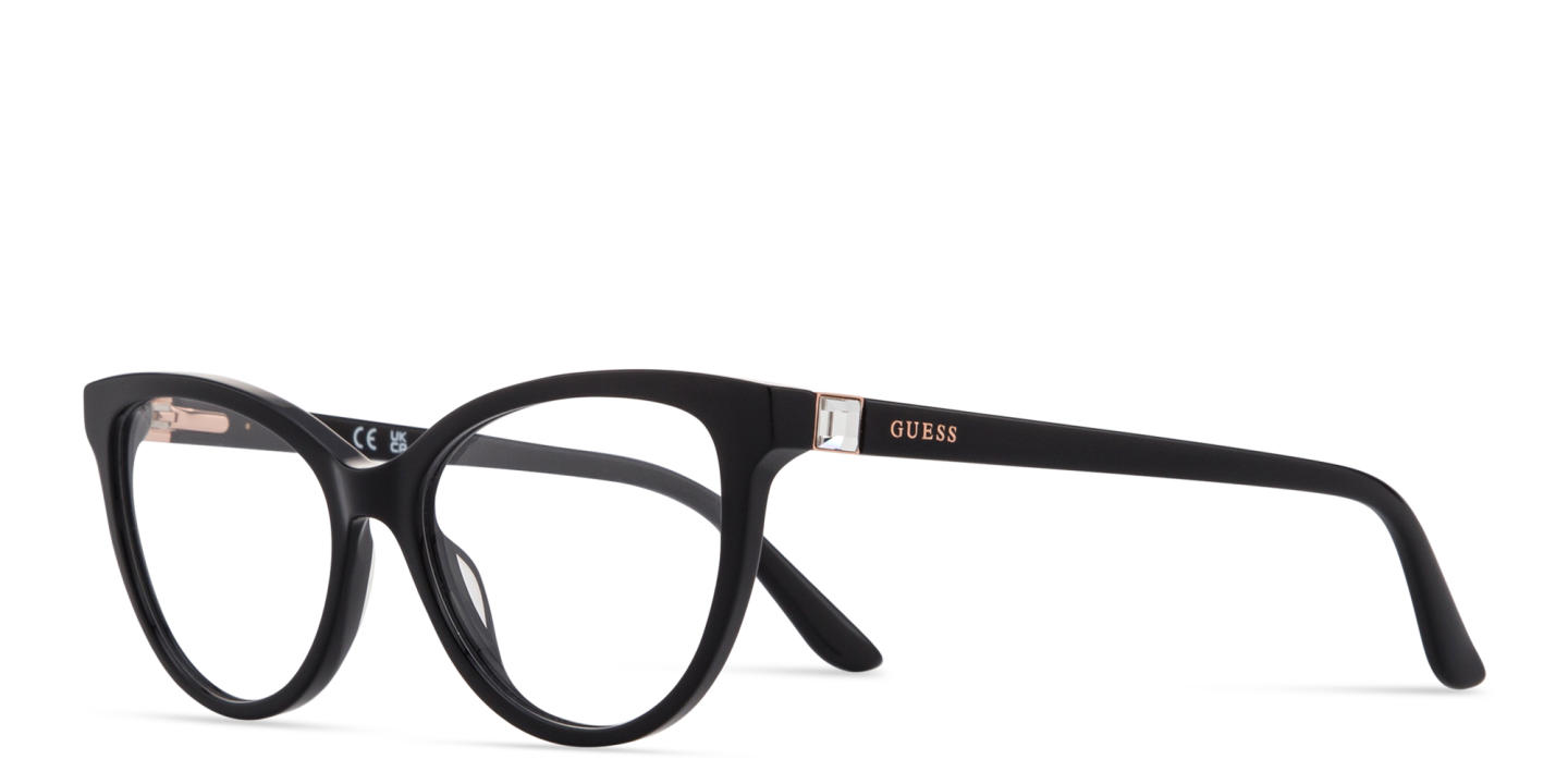 Shop Guess Rhinestone Cat-Eye Eyeglasses in Black online.
