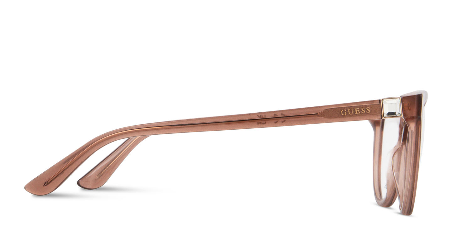 Shop Guess Logo Lettering Cat-Eye Eyeglasses in Transparent Violet online.