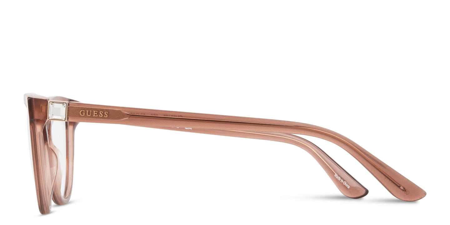 Guess Logo Lettering Cat-Eye Eyeglasses in Transparent Violet – Product Photo 3