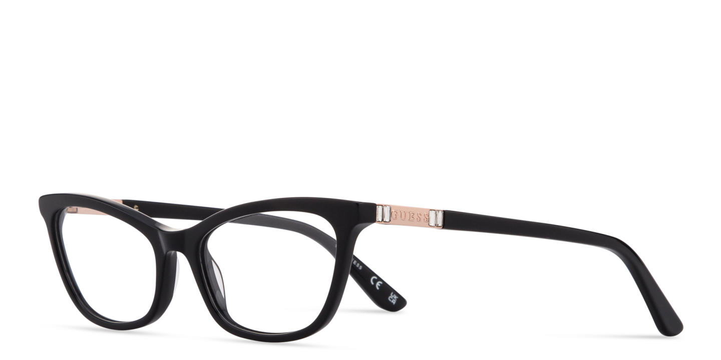 Guess Engraved Logo Rectangle Eyeglasses in Black – Product Photo 1