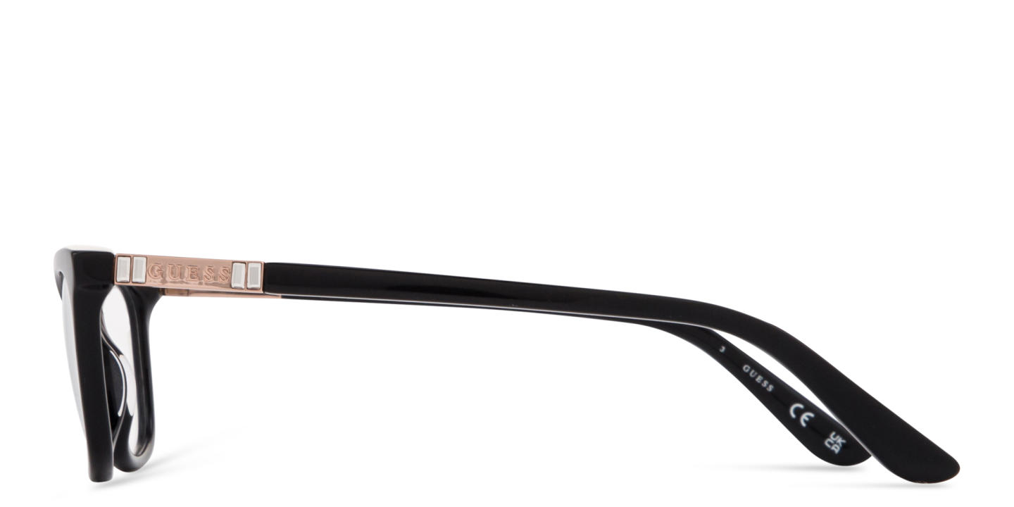 Guess Engraved Logo Rectangle Eyeglasses in Black – Product Photo 3