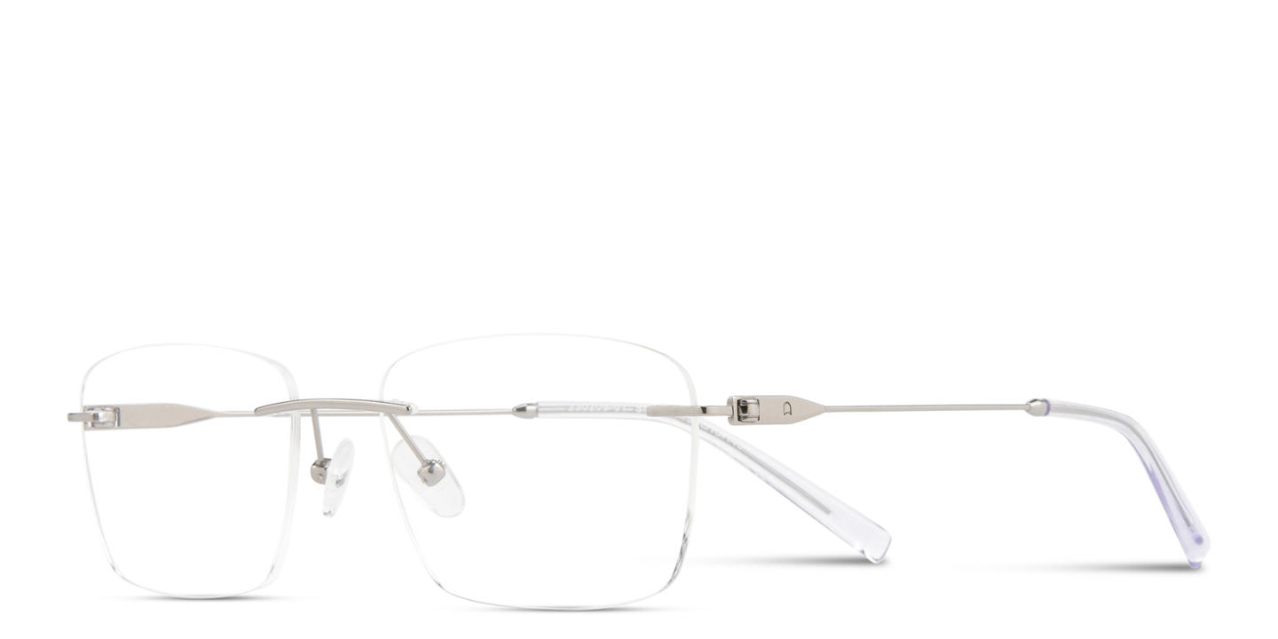Shop TRICE Logo Rimless Rectangle Eyeglasses in Silver online.