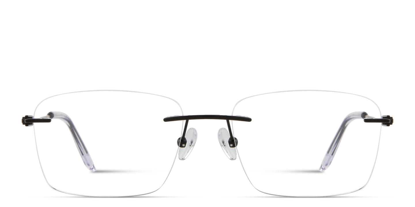 Shop TRICE Logo Rimless Rectangle Eyeglasses in Black online.