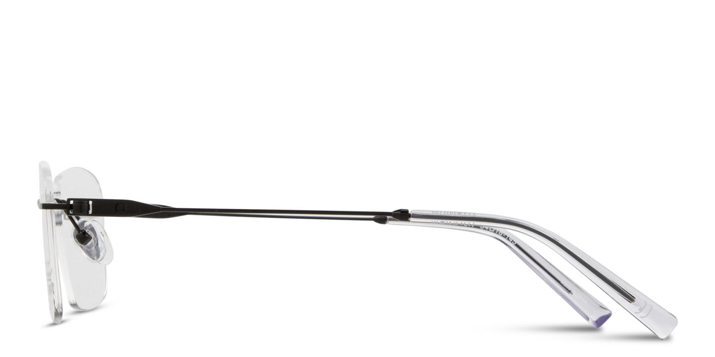 Shop TRICE Logo Rimless Rectangle Eyeglasses in Black online.