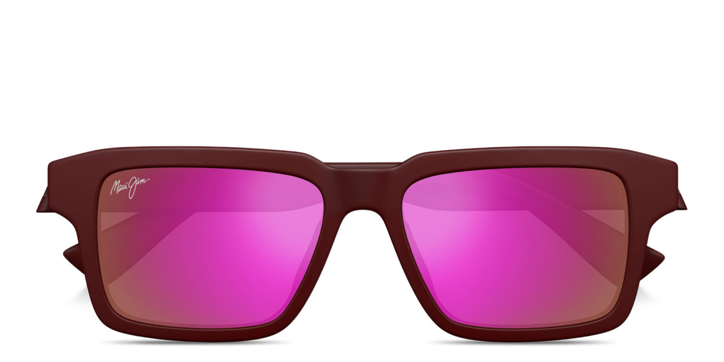 Shop Maui Jim Kahiko Unisex Rectangle Sunglasses in Burgundy online.