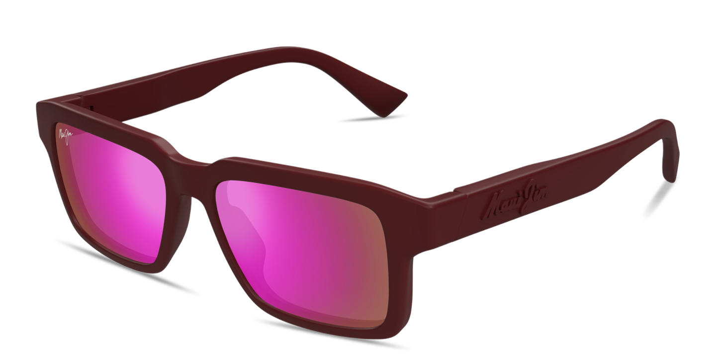 Shop Maui Jim Kahiko Unisex Rectangle Sunglasses in Burgundy online.