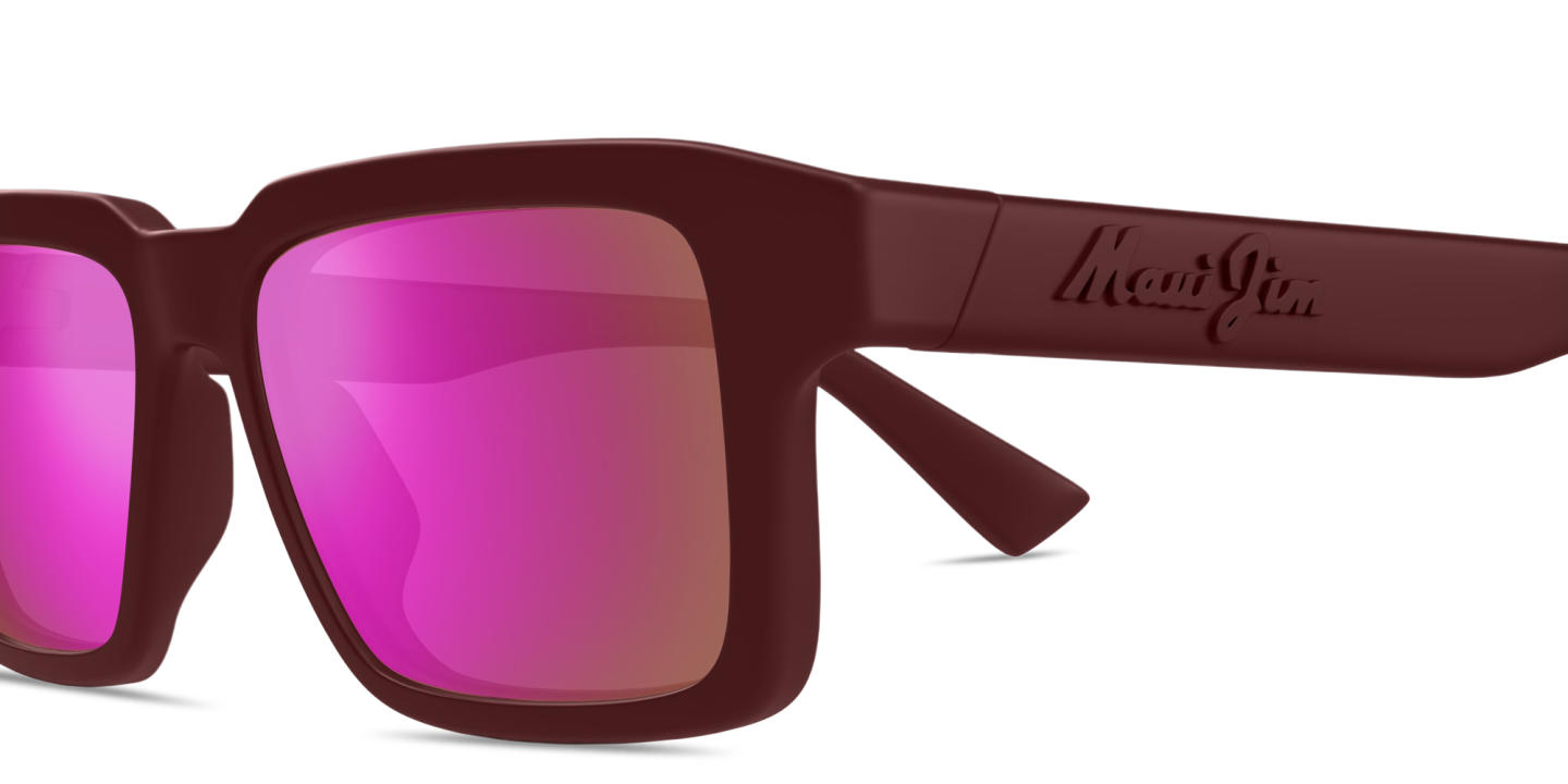 Shop Maui Jim Kahiko Unisex Rectangle Sunglasses in Burgundy online.