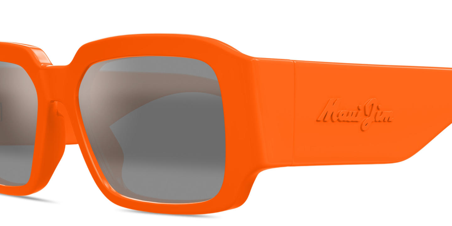 Maui Jim Kupale Unisex Rectangle Sunglasses in Orange – Product Photo 2