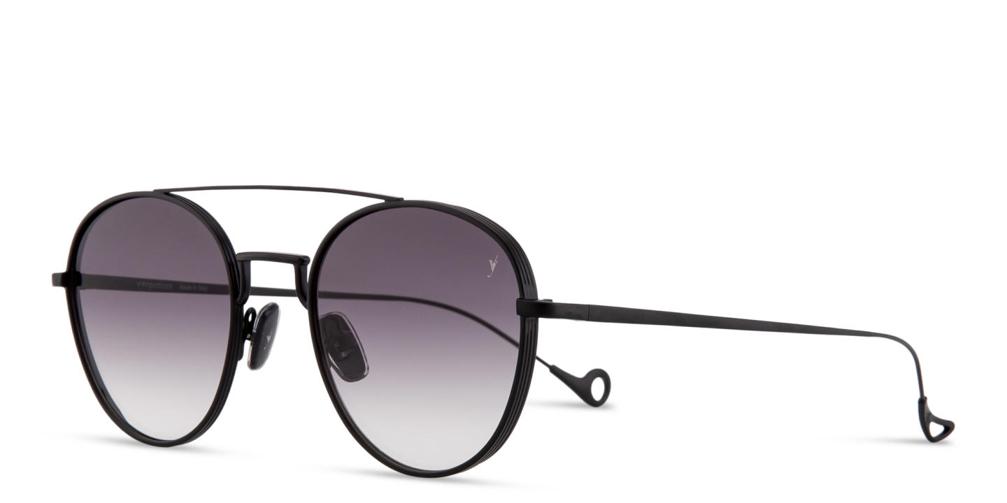 Shop Eyepetizer Build Unisex Round Sunglasses in Black online.