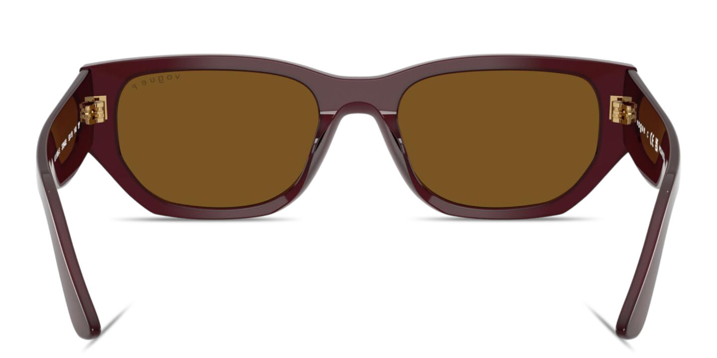 Shop Vogue Eyewear Logo Lettering Rectangle Sunglasses in Bordeaux online.