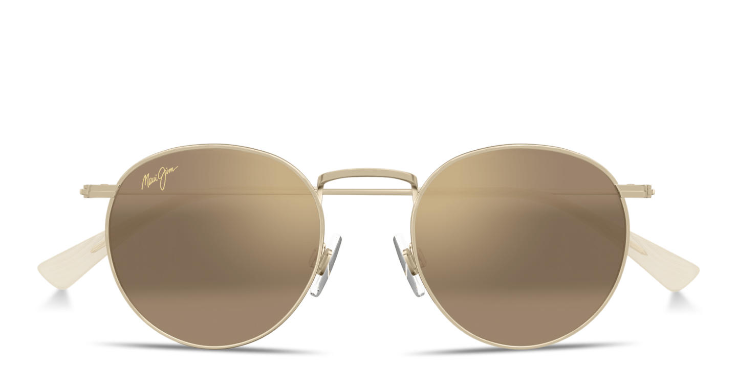 Shop Maui Jim Pūkaua Round Sunglasses in Gold online.