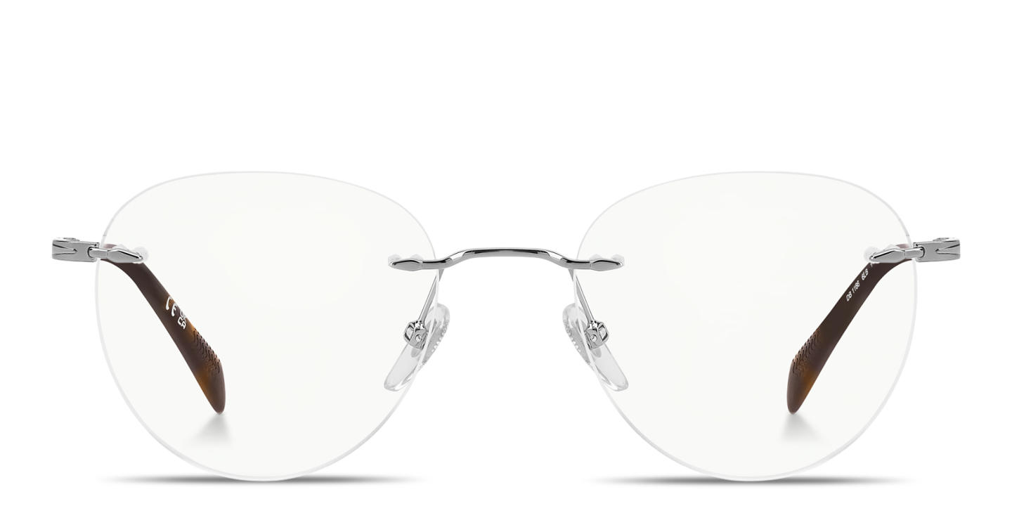 Shop DAVID BECKHAM Talisman Rimless Panthos Eyeglasses in Ruthenium online.