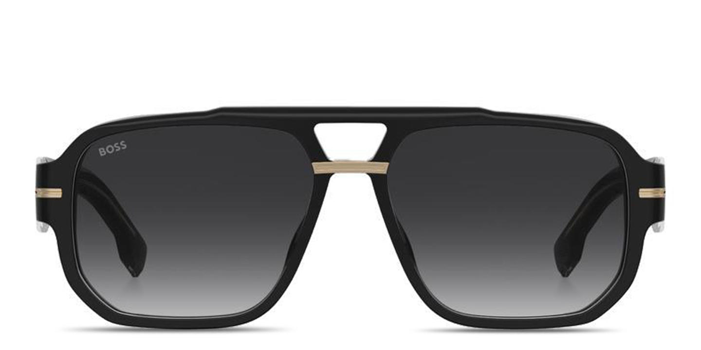 Shop Hugo Boss Aviator Sunglasses in Black online.
