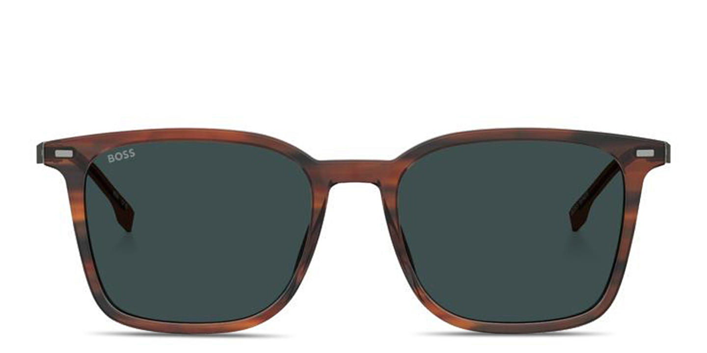 Shop Hugo Boss Logo-Engraved Square Sunglasses in Brown online.