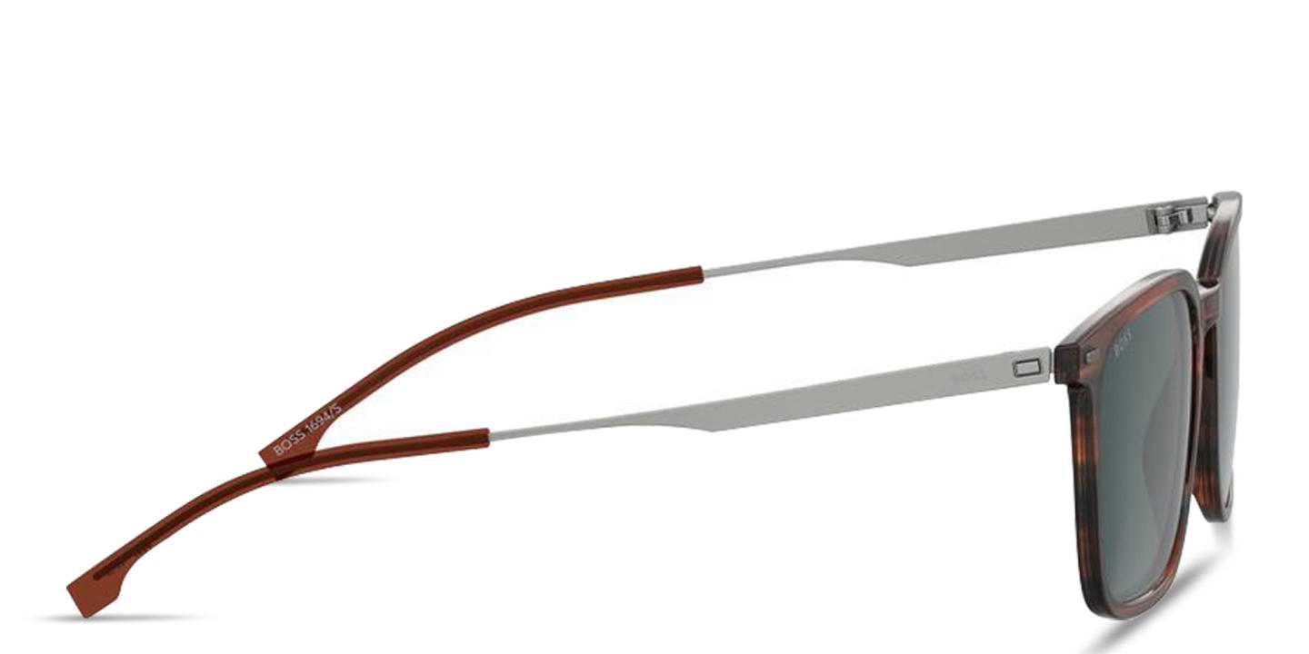 Shop Hugo Boss Logo-Engraved Square Sunglasses in Brown online.