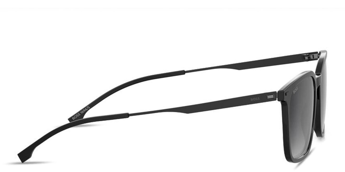 Shop Hugo Boss Logo-Engraved Square Sunglasses in Grey online.