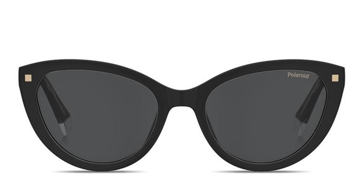 Shop Polaroid Logo Lettering Cat-Eye Sunglasses in Black online.