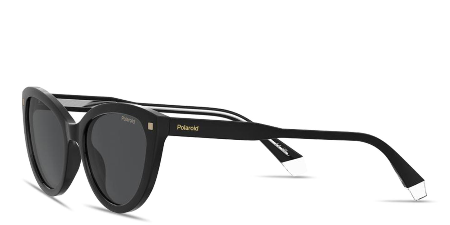 Shop Polaroid Logo Lettering Cat-Eye Sunglasses in Black online.