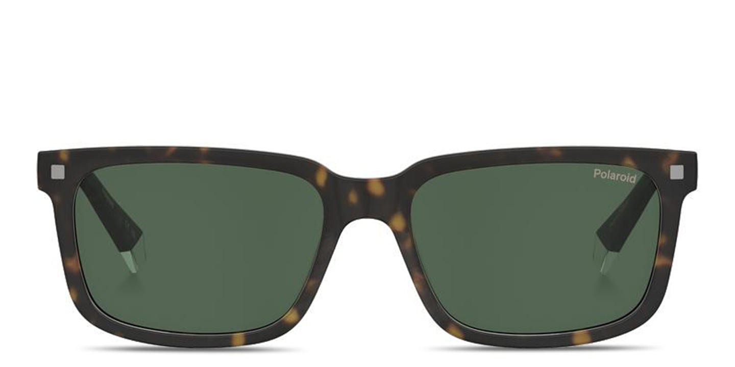 Polaroid Logo Lettering Rectangle Sunglasses in Havana – Product Photo 0