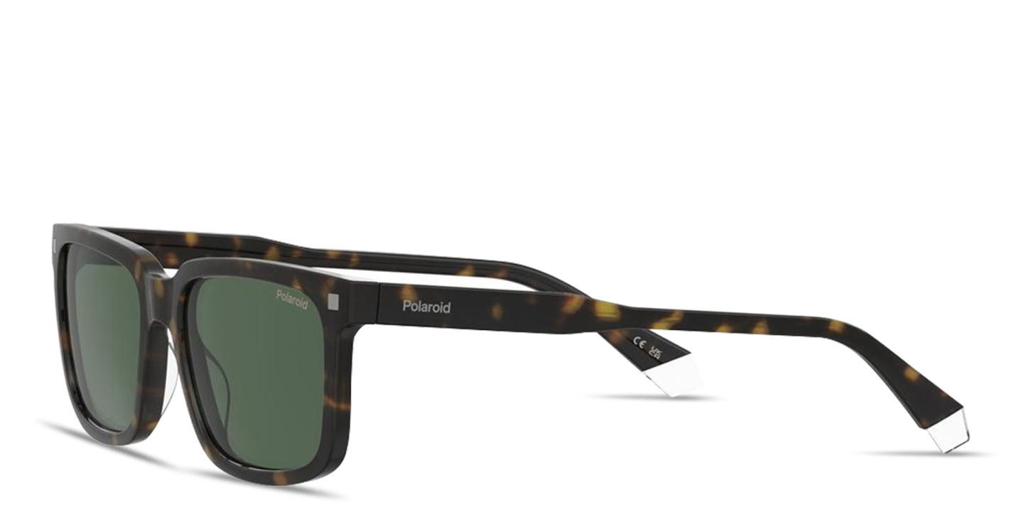 Polaroid Logo Lettering Rectangle Sunglasses in Havana – Product Photo 1