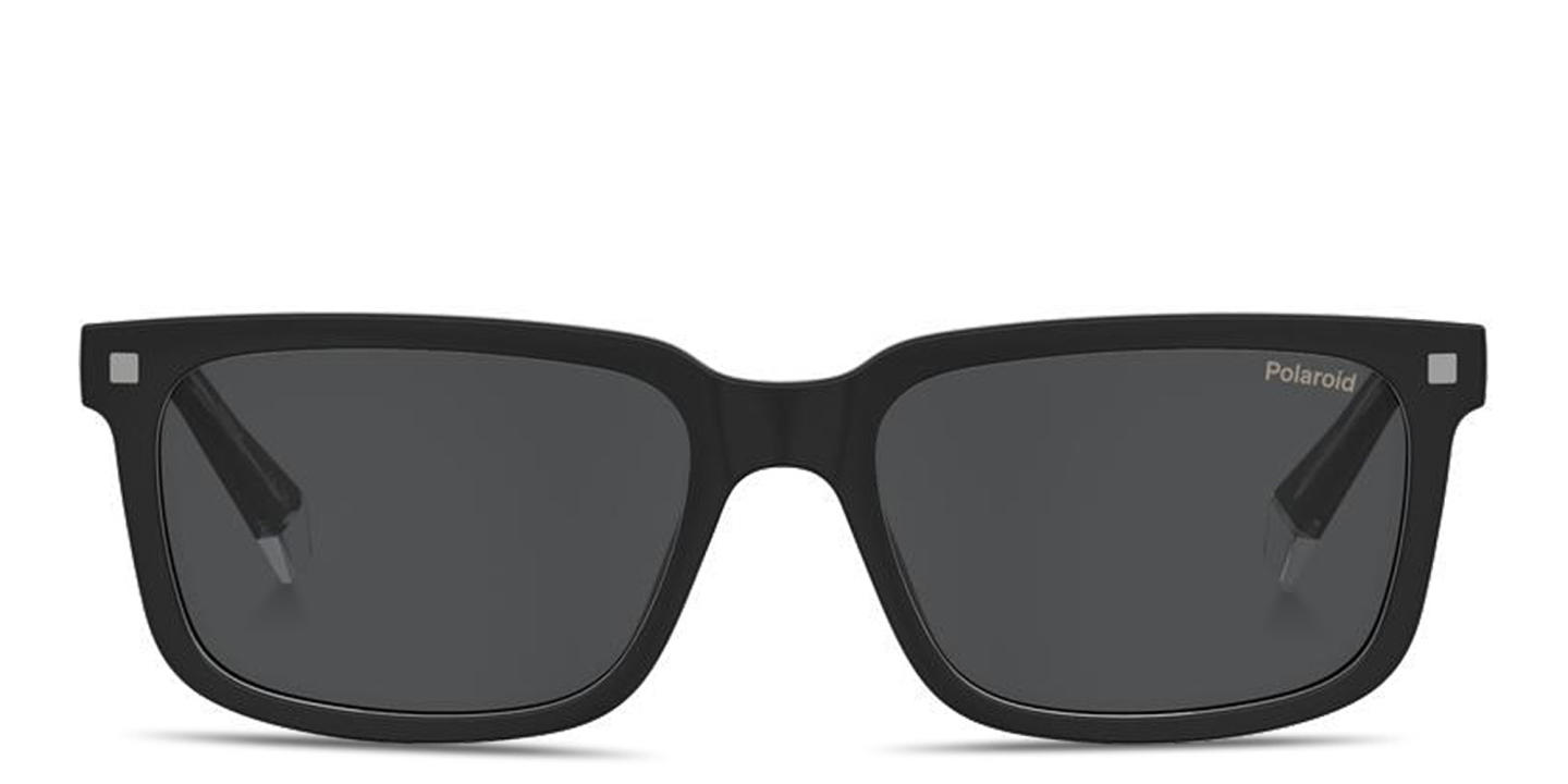 Polaroid Logo Lettering Rectangle Sunglasses in Black – Product Photo 0