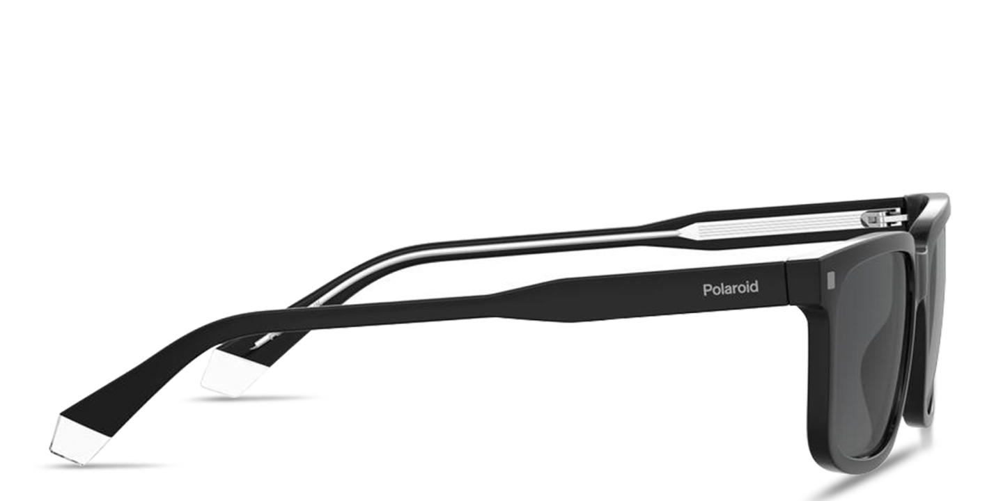 Polaroid Logo Lettering Rectangle Sunglasses in Black – Product Photo 2