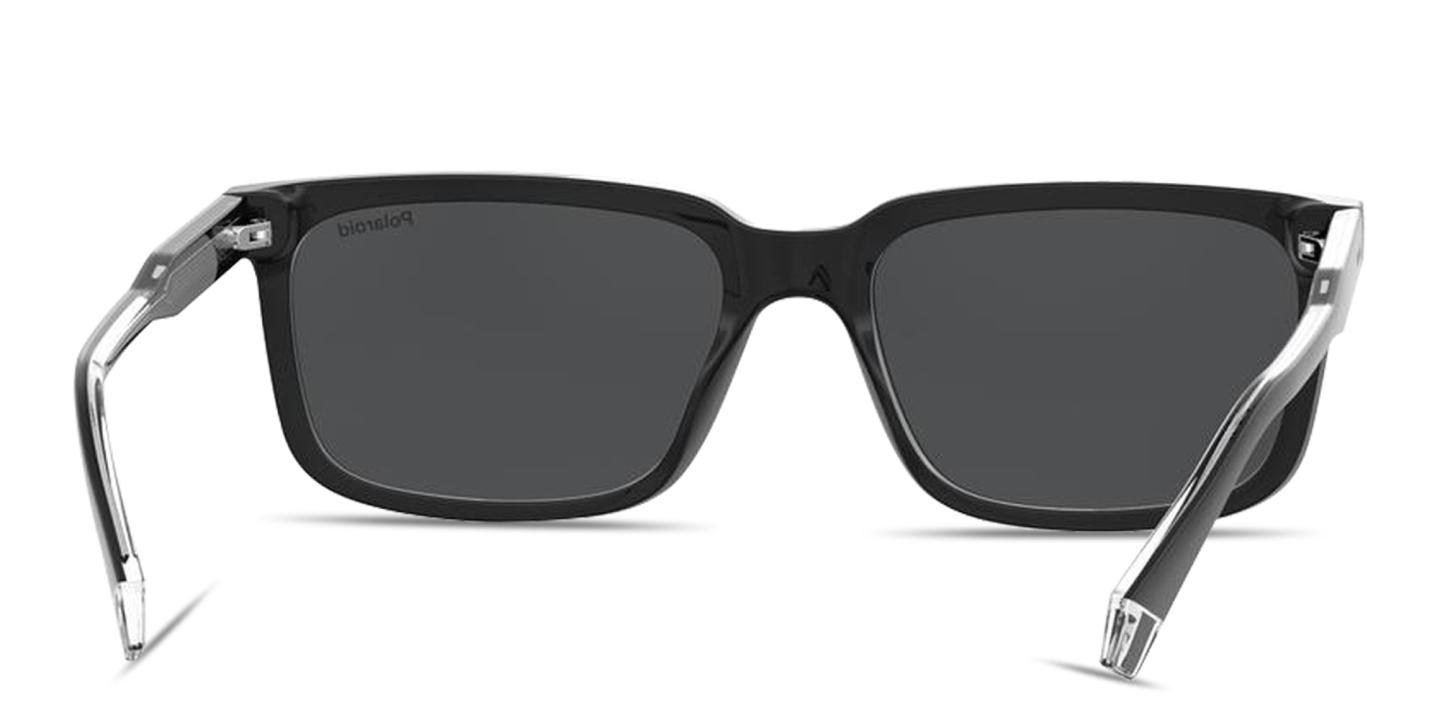Polaroid Logo Lettering Rectangle Sunglasses in Black – Product Photo 3