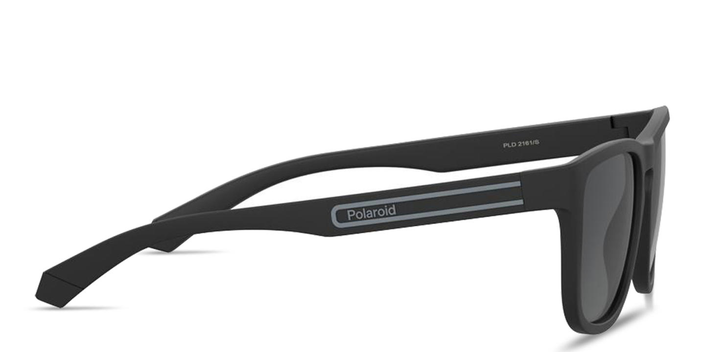 Polaroid Logo Lettering Unisex Rectangle Sunglasses in Black – Product Photo 2