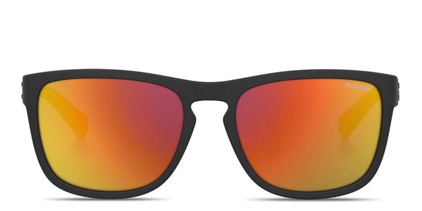 Polaroid Logo Lettering Unisex Rectangle Sunglasses in Black – Product Photo 0