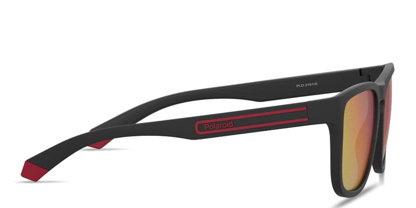 Polaroid Logo Lettering Unisex Rectangle Sunglasses in Black – Product Photo 2