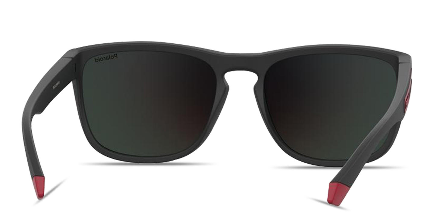 Polaroid Logo Lettering Unisex Rectangle Sunglasses in Black – Product Photo 3