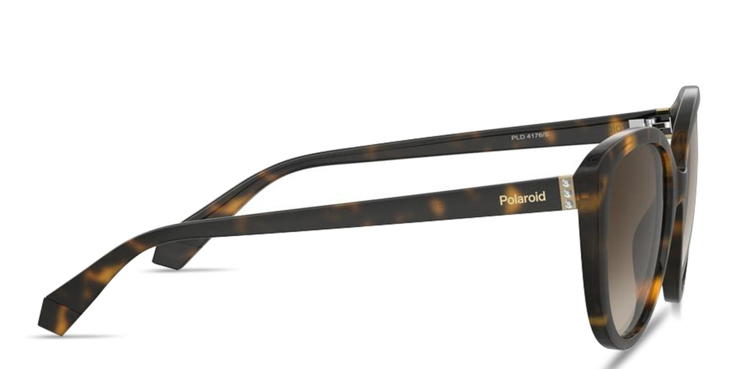 Shop Polaroid Rhinestone-Embellished Cat-Eye Sunglasses in Havana online.