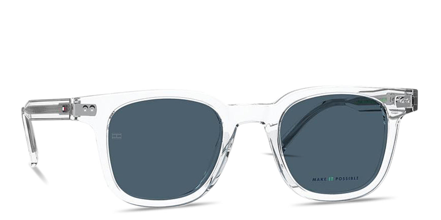 نظارات شمسية مربّعة بشعار العَلَم من تومي هيلفيغر بلون شفاف - صورة المنتج 0