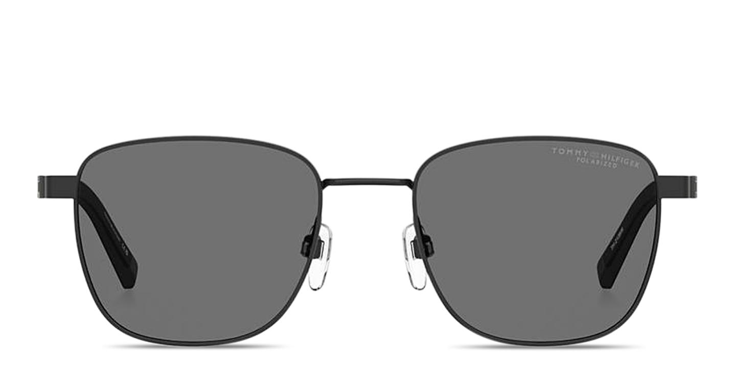 Shop Tommy Hilfiger Embossed Logo Rectangle Sunglasses in Black online.