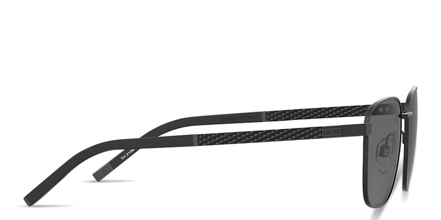 Shop Tommy Hilfiger Embossed Logo Rectangle Sunglasses in Black online.