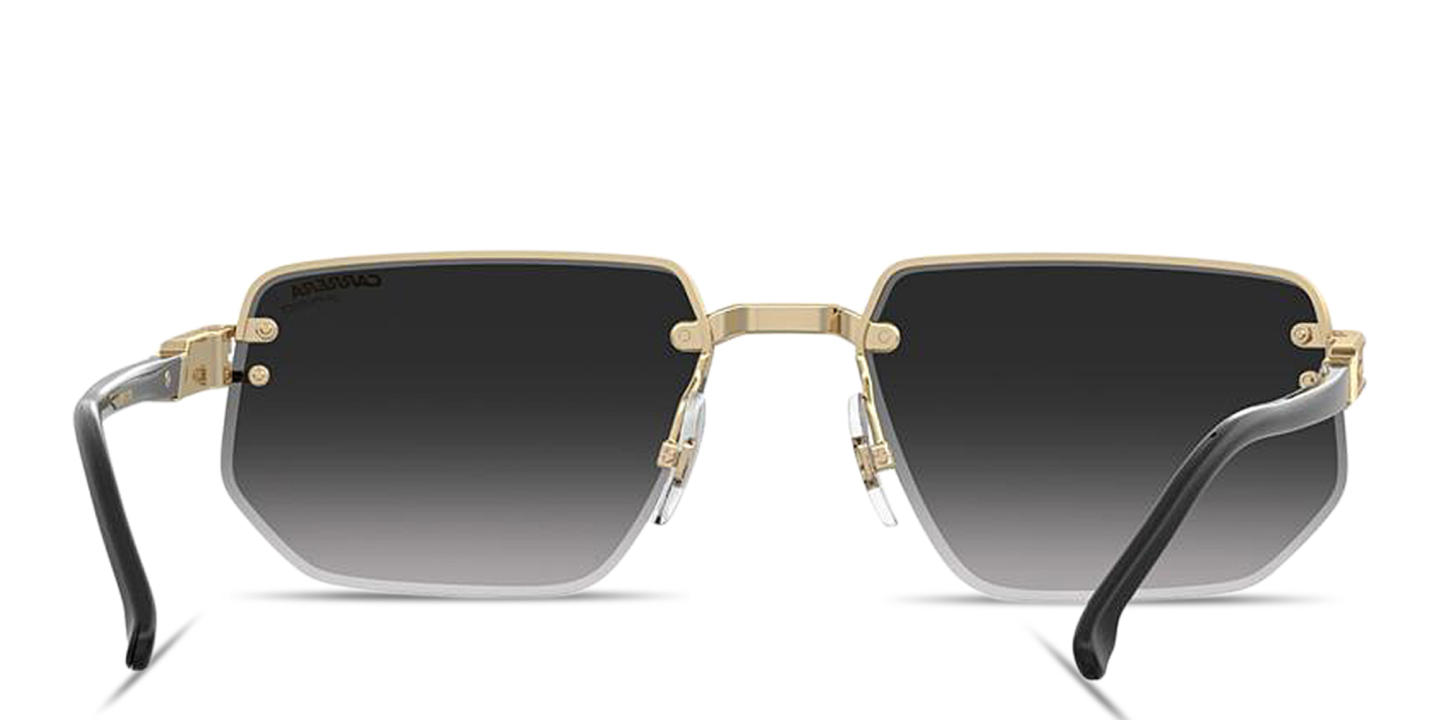 Shop Carrera Logo Signature Half-Rim Irregular Sunglasses in Gold online.