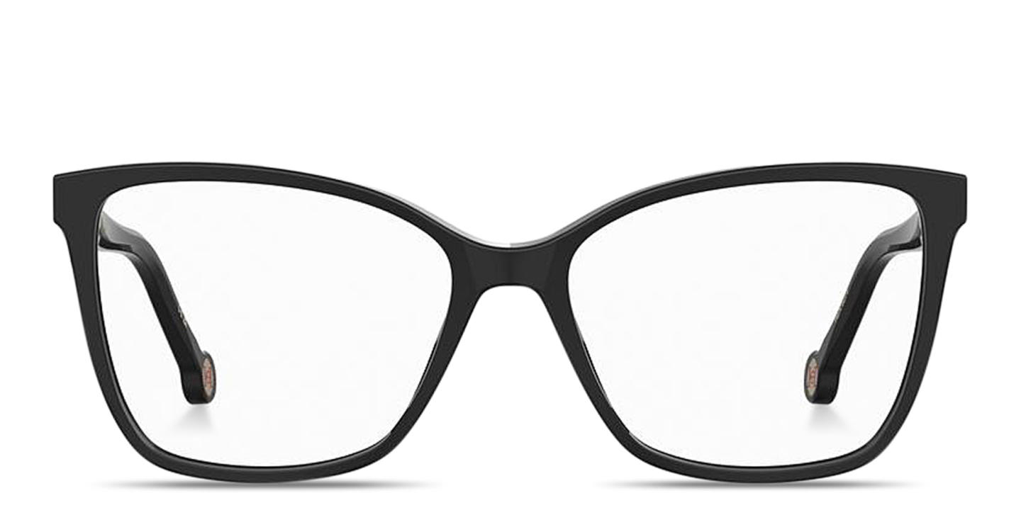 Shop Carolina Herrera CH Logo Wide Pillow Eyeglasses in Black online.
