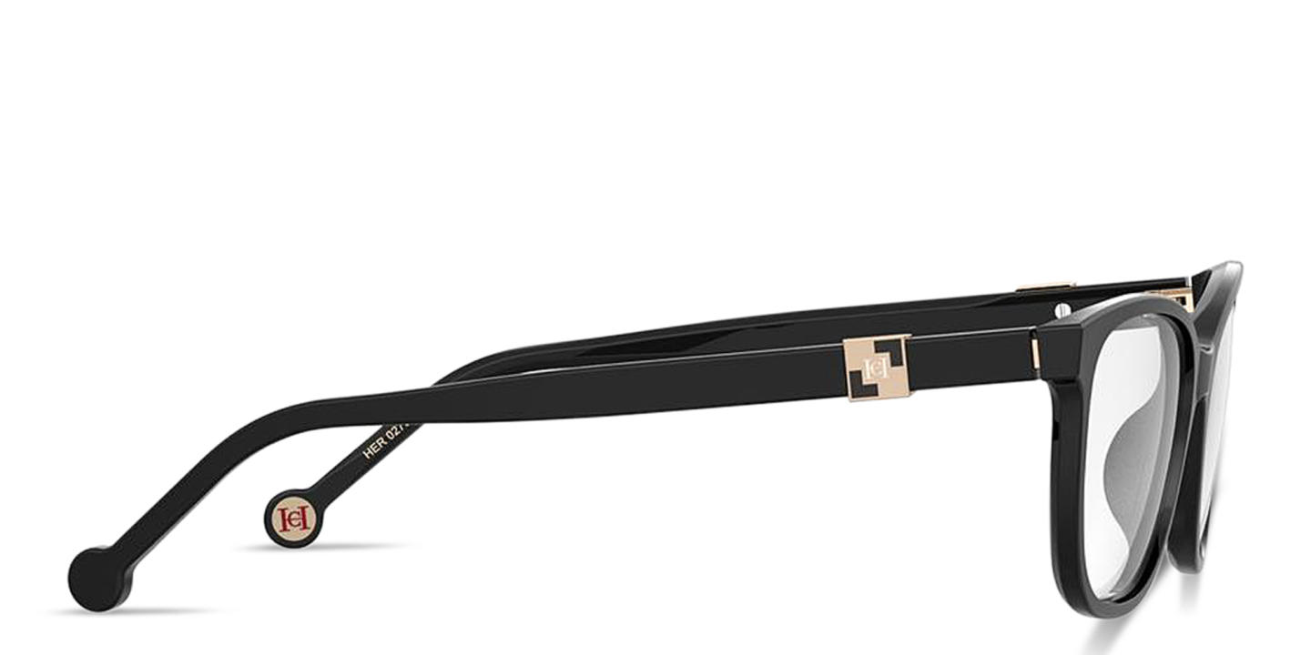 Shop Carolina Herrera CH Logo Wide Rectangle Eyeglasses in Black online.