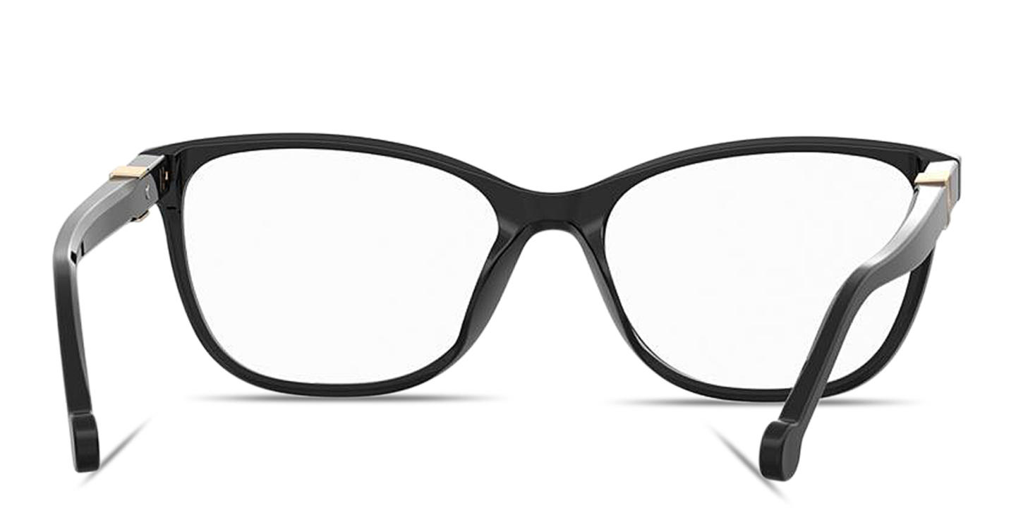 Shop Carolina Herrera CH Logo Wide Rectangle Eyeglasses in Black online.