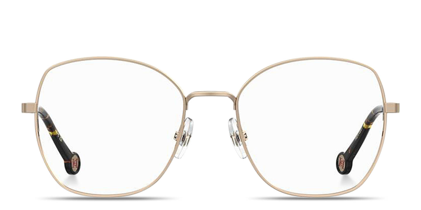 Carolina Herrera CH Logo Oversized Square Eyeglasses in Gold – Product Photo 0